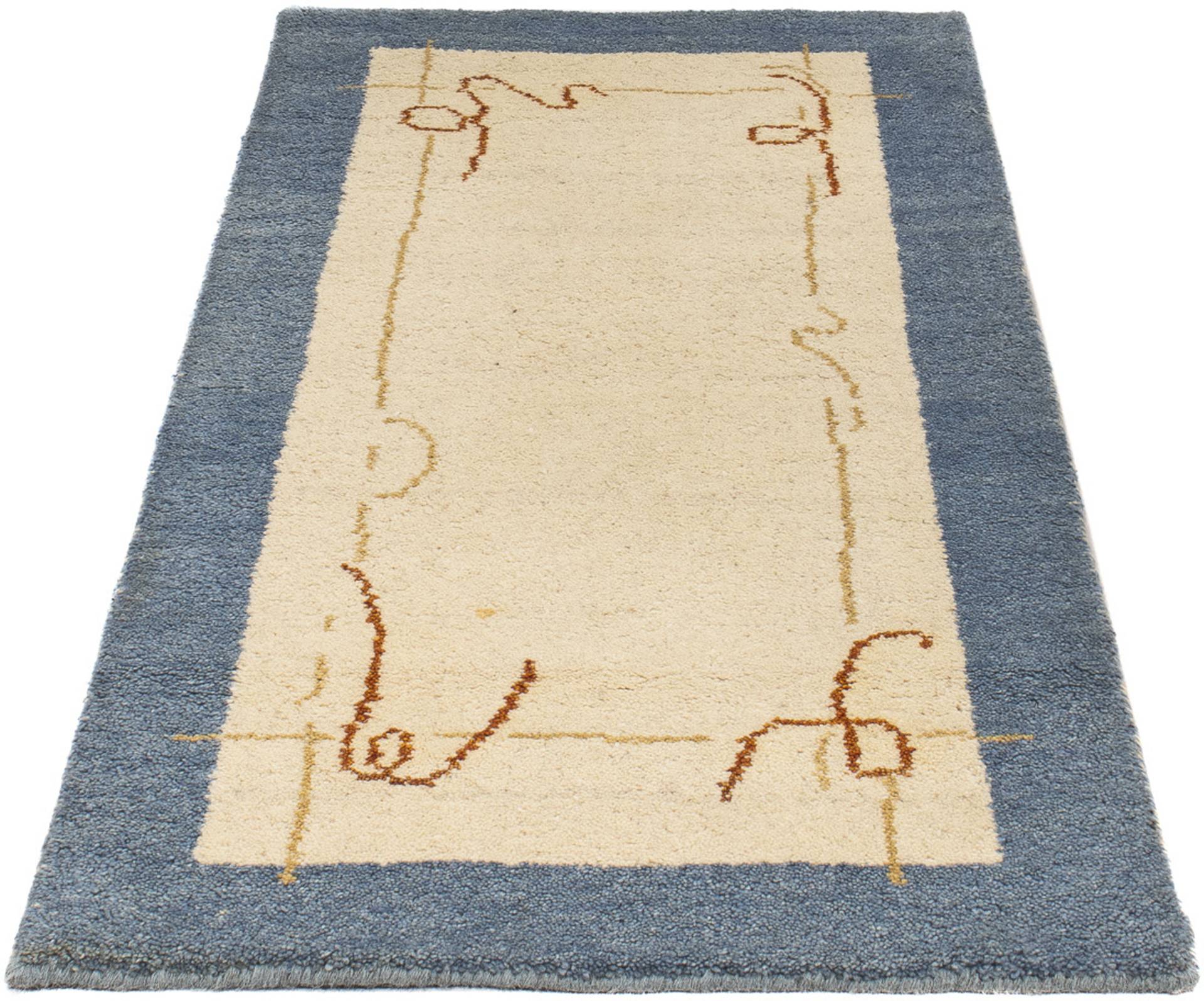 morgenland Wollteppich »Gabbeh - Indus - 137 x 74 cm - beige«, rechteckig, 18 mm Höhe, Wohnzimmer, Handgeknüpft, Einzelstück mit Zertifikat von morgenland