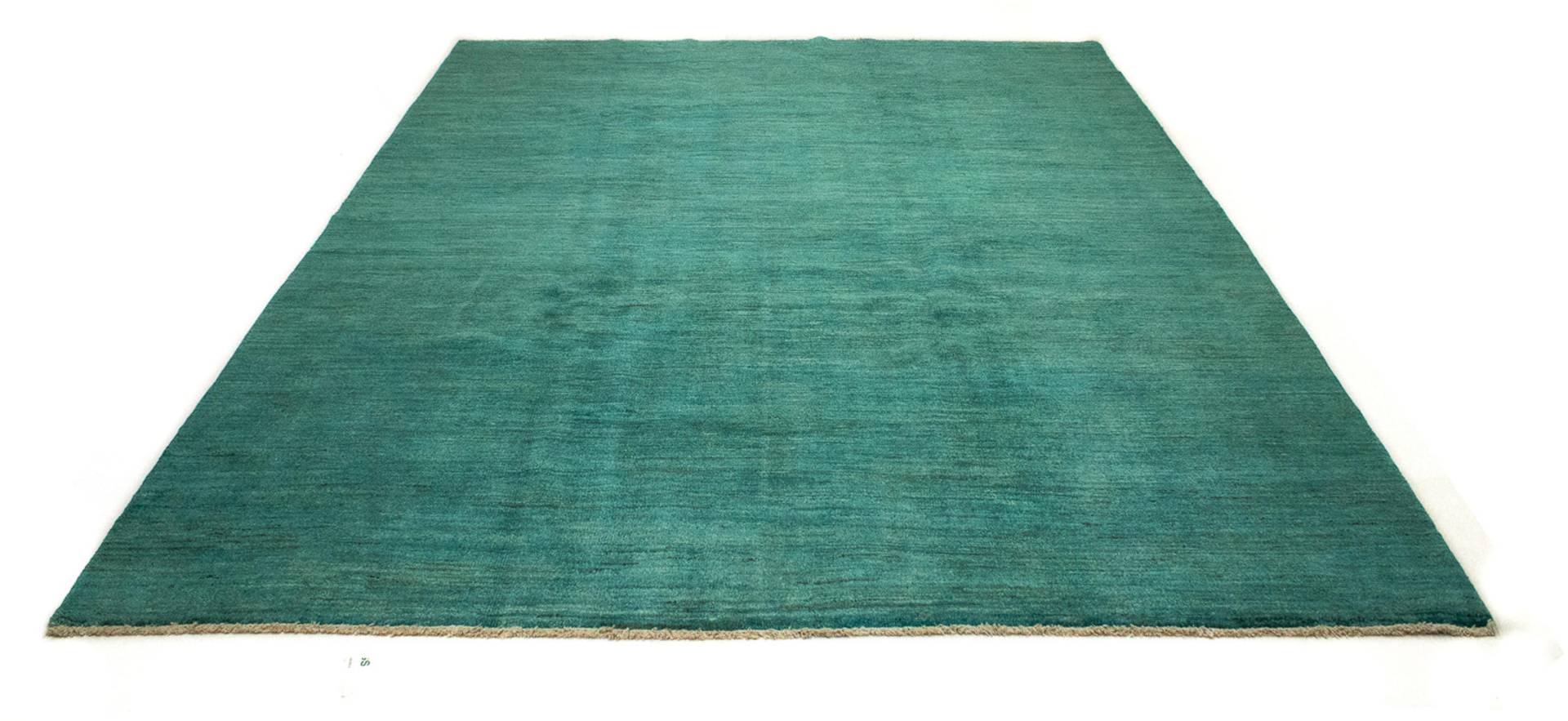 morgenland Wollteppich »Gabbeh - Indus - 303 x 237 cm - türkis«, rechteckig, 18 mm Höhe, Wohnzimmer, Handgeknüpft, Einzelstück mit Zertifikat von morgenland