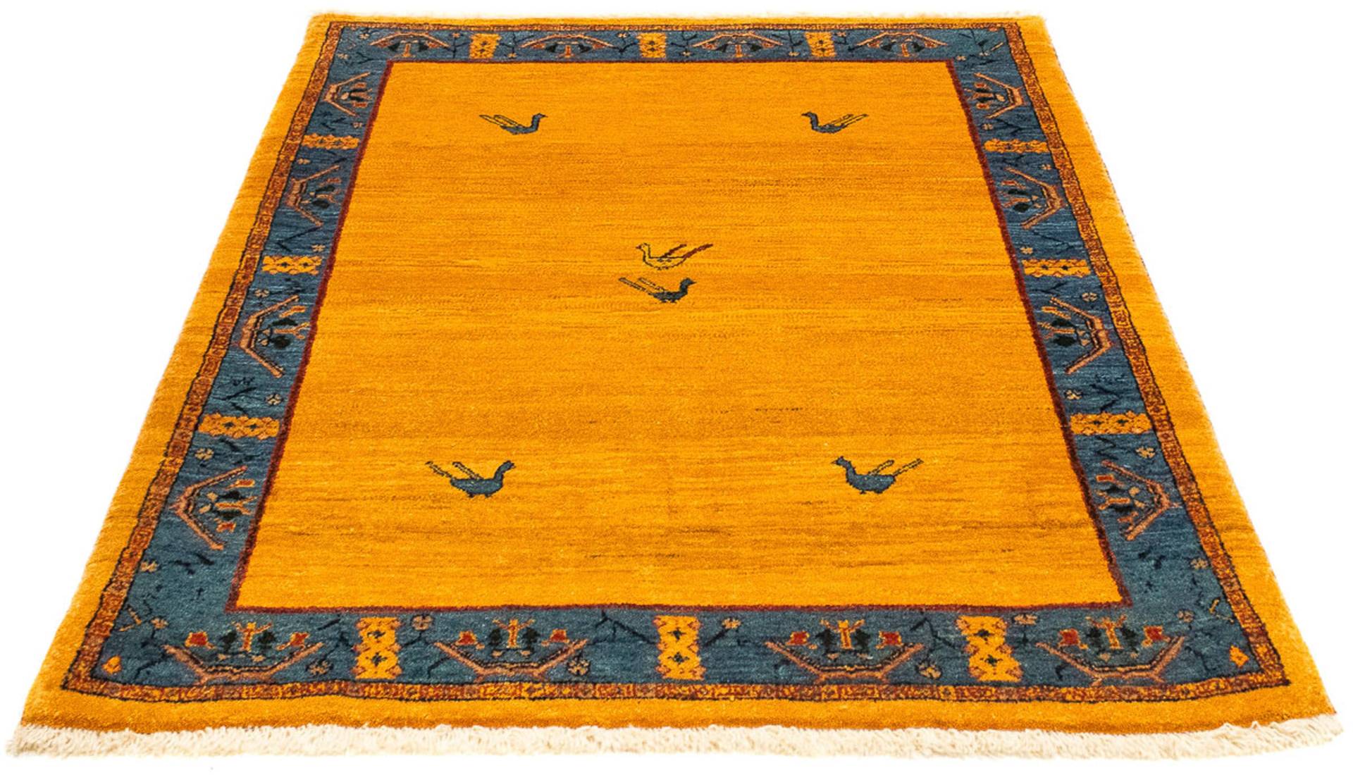 morgenland Wollteppich »Gabbeh - Loribaft Perser - 143 x 109 cm - gold«, rechteckig, Wohnzimmer, Handgeknüpft, Einzelstück mit Zertifikat von morgenland