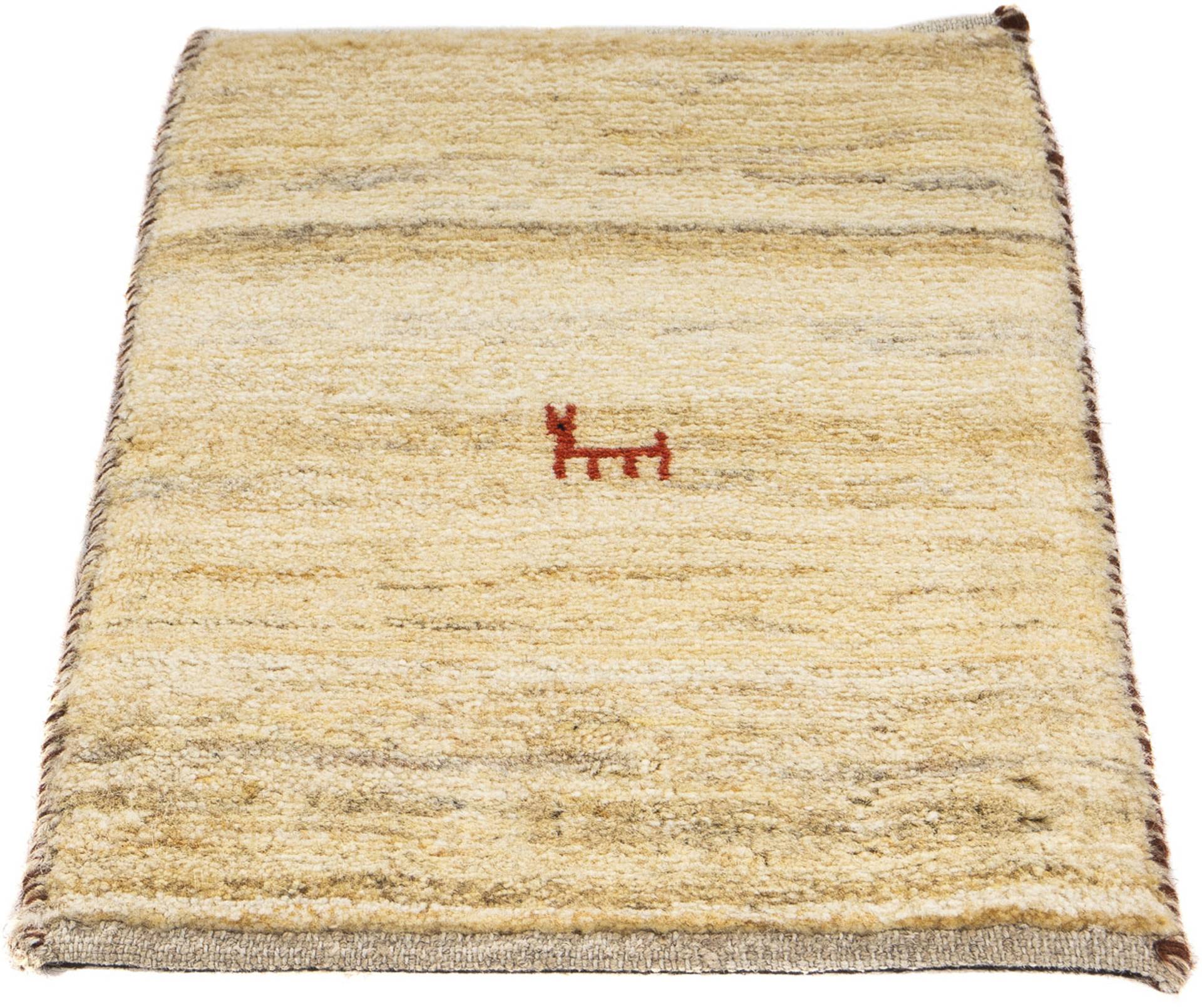 morgenland Wollteppich »Gabbeh - Loribaft Perser - 60 x 40 cm - beige«, rechteckig, Wohnzimmer, Handgeknüpft, Einzelstück mit Zertifikat von morgenland