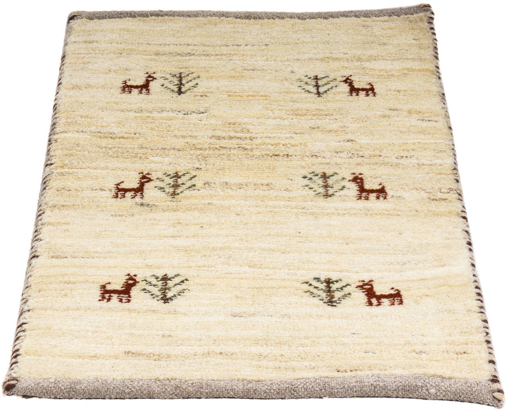 morgenland Wollteppich »Gabbeh - Loribaft Perser - 60 x 40 cm - beige«, rechteckig, Wohnzimmer, Handgeknüpft, Einzelstück mit Zertifikat von morgenland