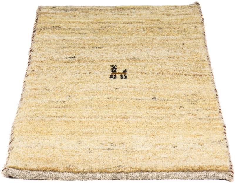 morgenland Wollteppich »Gabbeh - Loribaft Perser - 60 x 40 cm - beige«, rechteckig, 12 mm Höhe, Wohnzimmer, Handgeknüpft, Einzelstück mit Zertifikat von morgenland