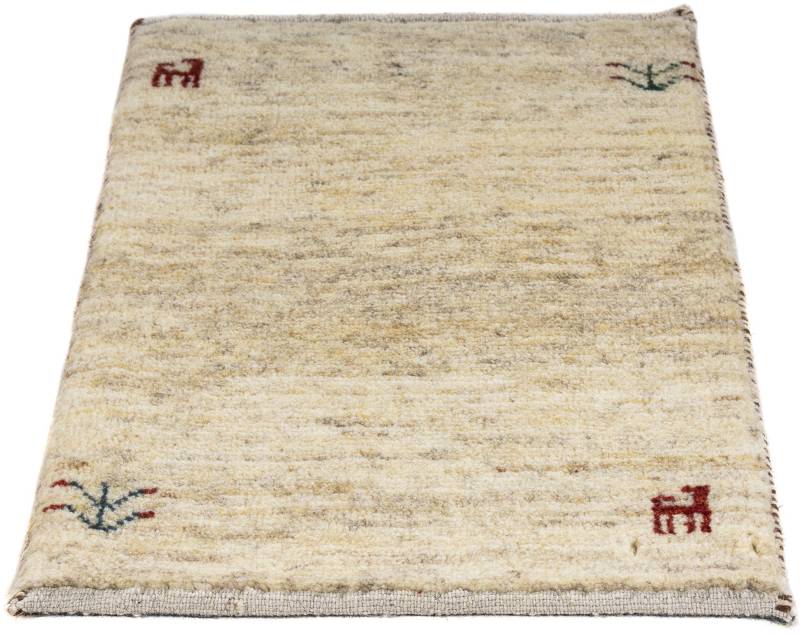 morgenland Wollteppich »Gabbeh - Loribaft Perser - 60 x 40 cm - beige«, rechteckig, 12 mm Höhe, Wohnzimmer, Handgeknüpft, Einzelstück mit Zertifikat von morgenland