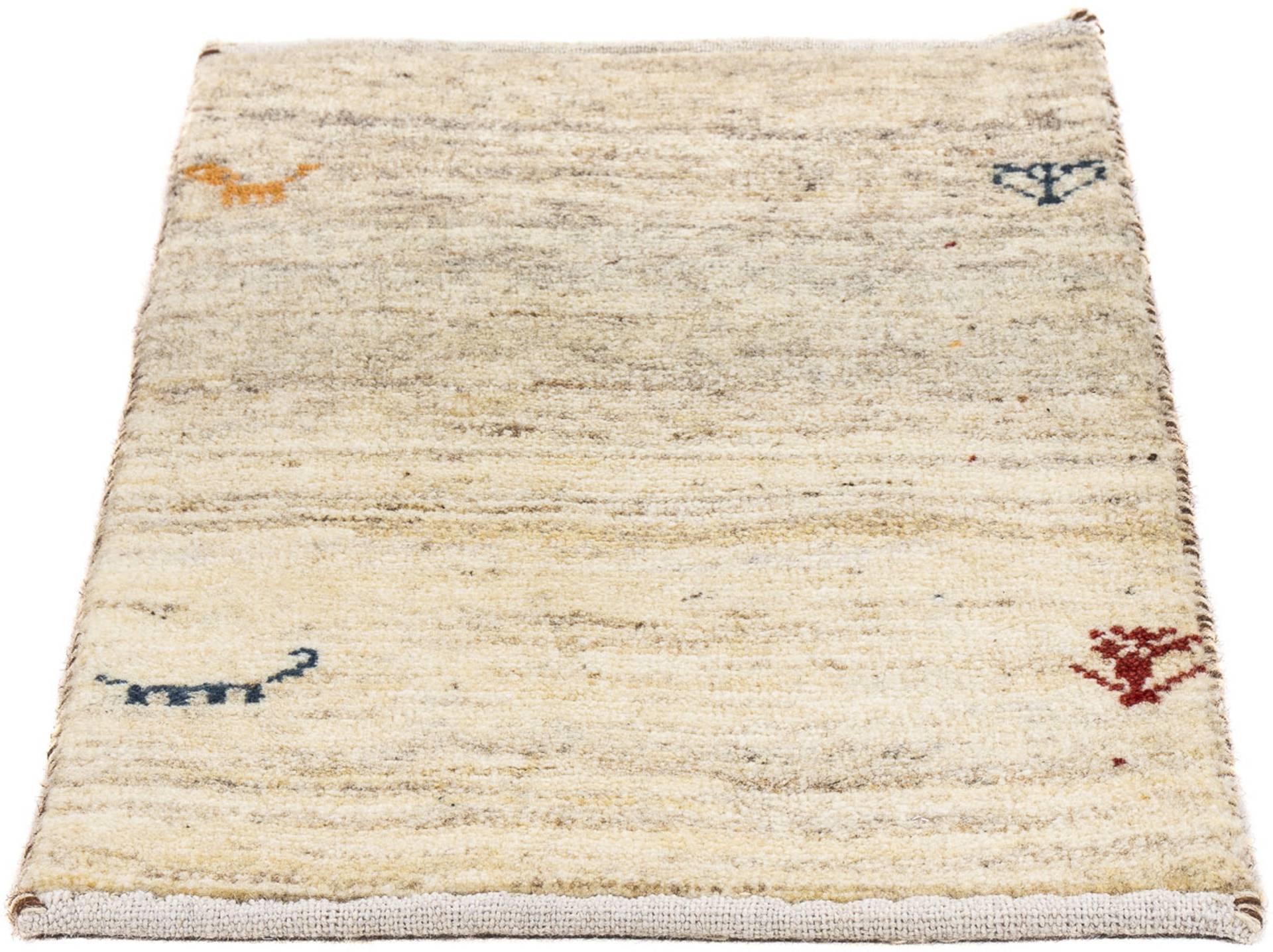 morgenland Wollteppich »Gabbeh - Loribaft Perser - 60 x 40 cm - beige«, rechteckig, Wohnzimmer, Handgeknüpft, Einzelstück mit Zertifikat von morgenland