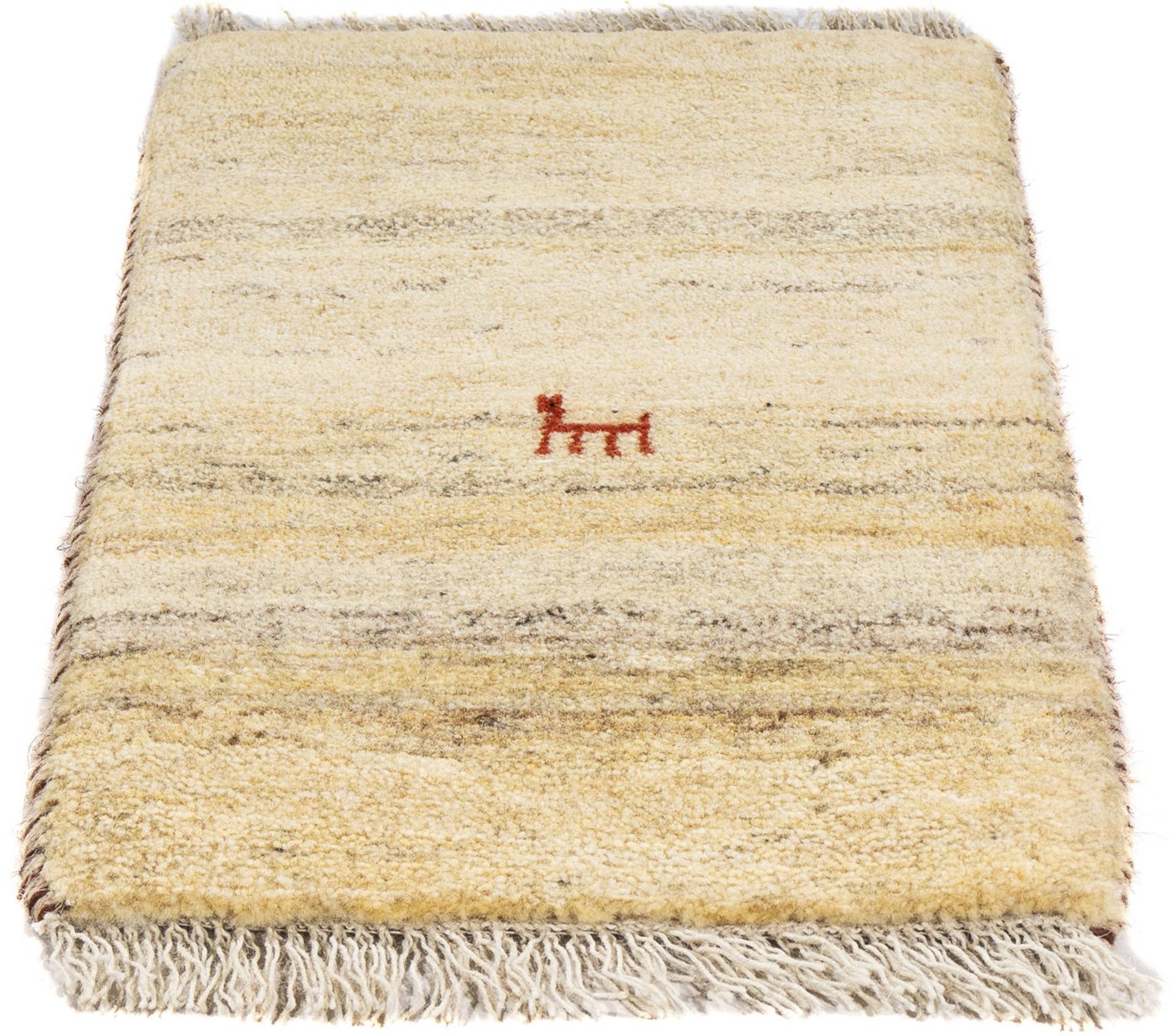 morgenland Wollteppich »Gabbeh - Loribaft Perser - 60 x 40 cm - beige«, rechteckig, Wohnzimmer, Handgeknüpft, Einzelstück mit Zertifikat von morgenland