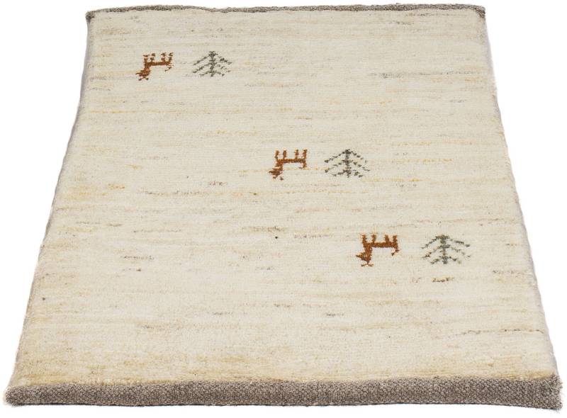 morgenland Wollteppich »Gabbeh - Loribaft Perser - 60 x 40 cm - beige«, rechteckig, 12 mm Höhe, Wohnzimmer, Handgeknüpft, Einzelstück mit Zertifikat von morgenland