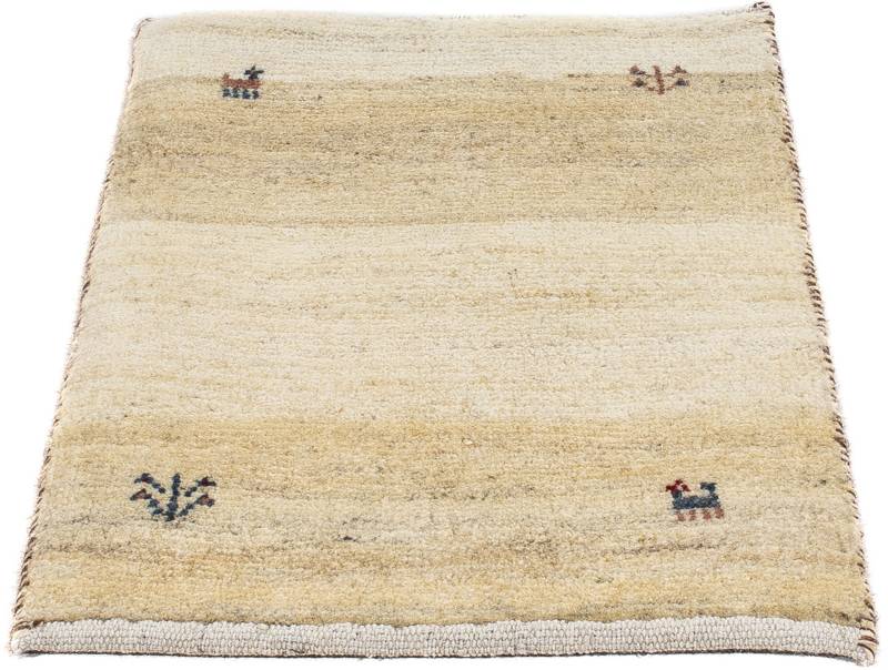 morgenland Wollteppich »Gabbeh - Loribaft Perser - 60 x 40 cm - beige«, rechteckig, 12 mm Höhe, Wohnzimmer, Handgeknüpft, Einzelstück mit Zertifikat von morgenland