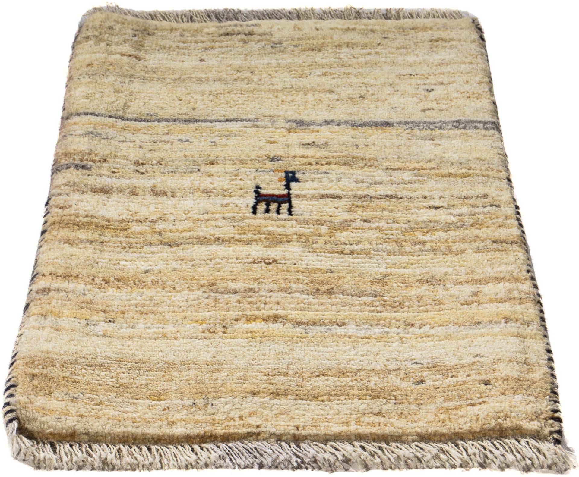 morgenland Wollteppich »Gabbeh - Perser - 60 x 40 cm - beige«, rechteckig, Wohnzimmer, Handgeknüpft, Einzelstück mit Zertifikat von morgenland