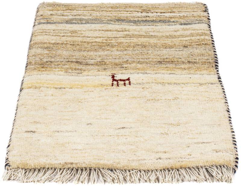 morgenland Wollteppich »Gabbeh - Perser - 60 x 40 cm - beige«, rechteckig, 18 mm Höhe, Wohnzimmer, Handgeknüpft, Einzelstück mit Zertifikat von morgenland