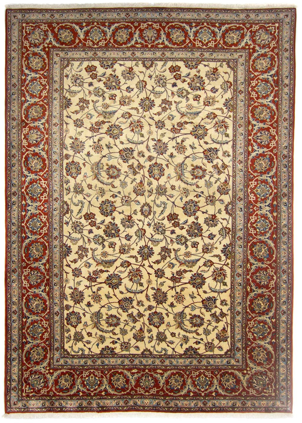 morgenland Wollteppich »Isfahan Durchgemustert Beige 367 x 253 cm«, rechteckig, Unikat mit Zertifikat von morgenland