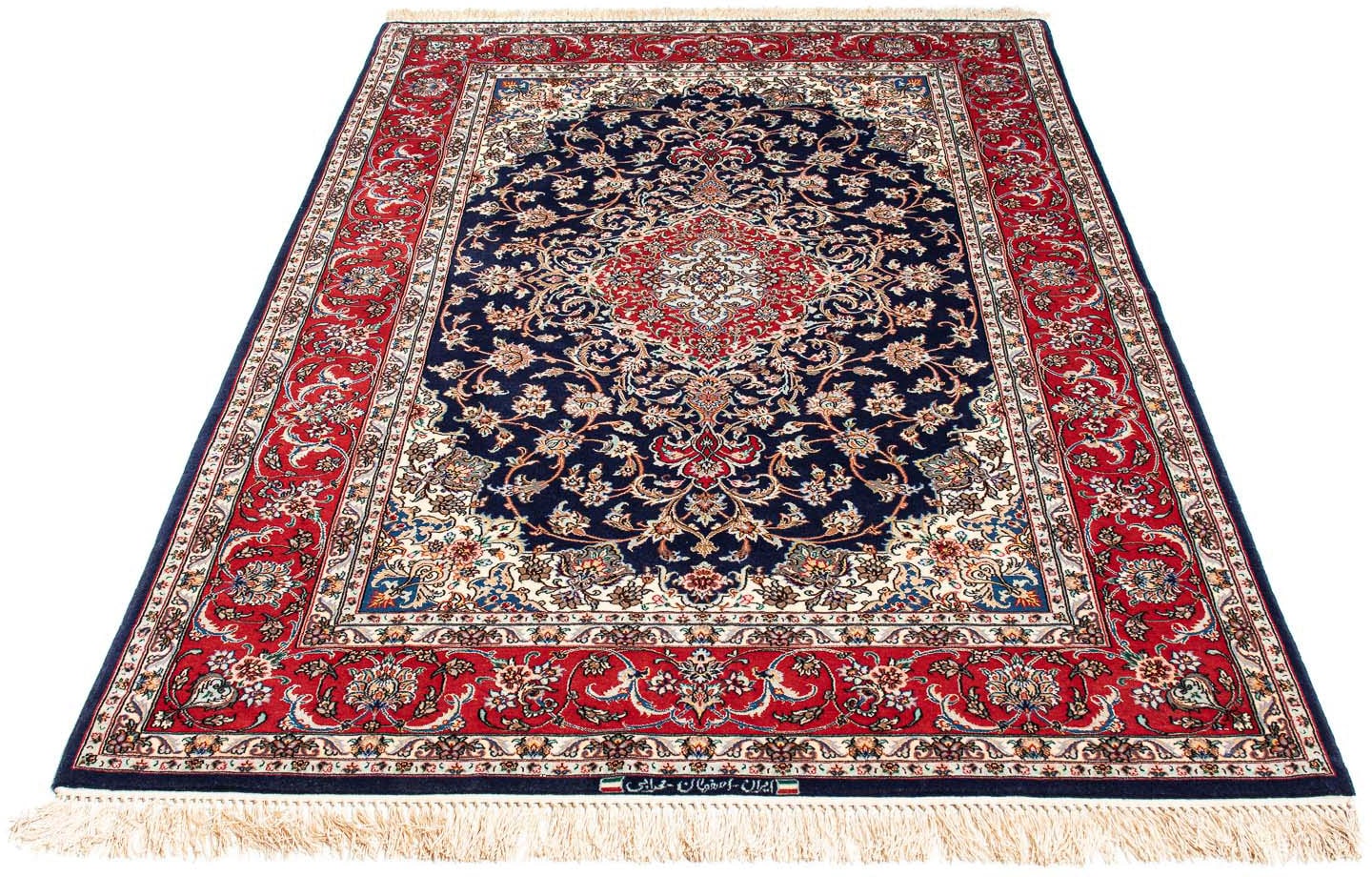 morgenland Wollteppich »Isfahan Medaillon 194 x 131 cm«, rechteckig, Unikat mit Zertifikat von morgenland