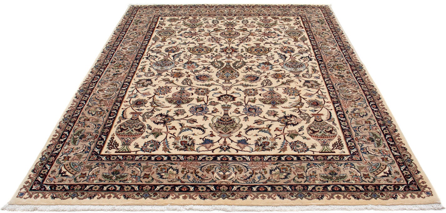 morgenland Wollteppich »Kaschmar Blumenmuster Beige 245 x 173 cm«, rechteckig, Unikat mit Zertifikat von morgenland