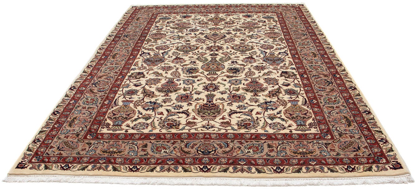 morgenland Wollteppich »Kaschmar Blumenmuster Beige 296 x 202 cm«, rechteckig, Unikat mit Zertifikat von morgenland