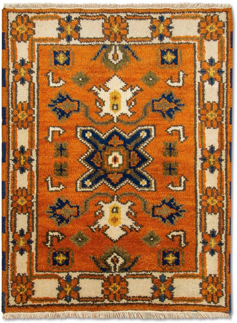 morgenland Wollteppich »Kazak Teppich handgeknüpft orange«, rechteckig, 8 mm Höhe von morgenland