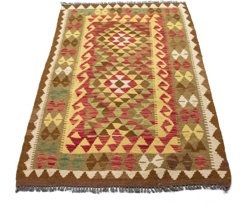 morgenland Wollteppich »Kelim Afghan Teppich handgewebt braun«, rechteckig, 4 mm Höhe, Kurzflor von morgenland