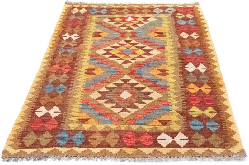 morgenland Wollteppich »Kelim Afghan Teppich handgewebt braun«, rechteckig, 4 mm Höhe, Kurzflor von morgenland