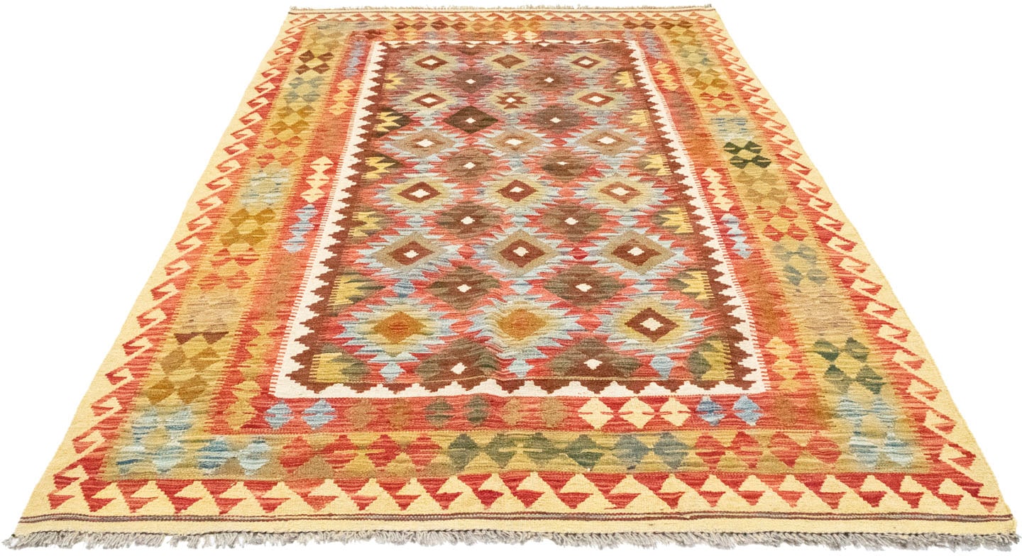 morgenland Wollteppich »Kelim Afghan Teppich handgewebt orange«, rechteckig, Kurzflor von morgenland