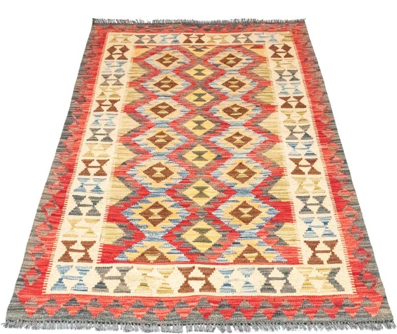 morgenland Wollteppich »Kelim Afghan Teppich handgewebt orange«, rechteckig, 4 mm Höhe, Kurzflor von morgenland