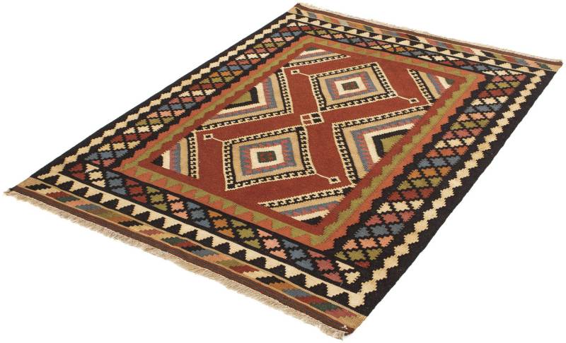 morgenland Wollteppich »Kelim - Oriental - 145 x 105 cm - dunkelbraun«, rechteckig, 6 mm Höhe, Wohnzimmer, Einzelstück von morgenland