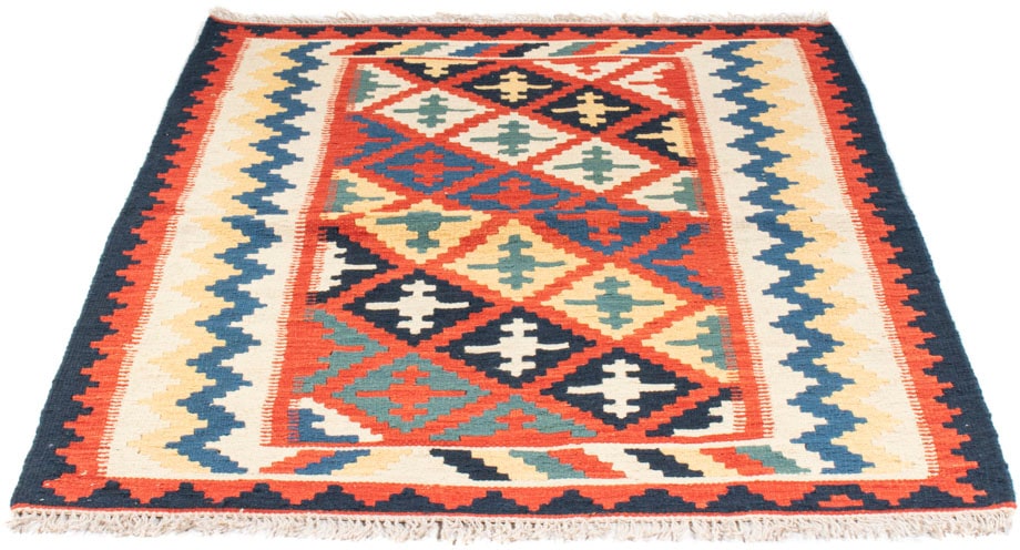 morgenland Wollteppich »Kelim - Oriental - 145 x 108 cm - mehrfarbig«, rechteckig, 4 mm Höhe, Wohnzimmer, Einzelstück von morgenland