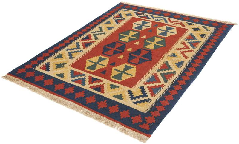 morgenland Wollteppich »Kelim - Oriental - 147 x 112 cm - rot«, rechteckig, 6 mm Höhe, Wohnzimmer, Einzelstück von morgenland