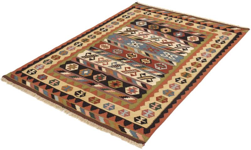 morgenland Wollteppich »Kelim - Oriental - 148 x 104 cm - mehrfarbig«, rechteckig, 6 mm Höhe, Wohnzimmer, Einzelstück von morgenland