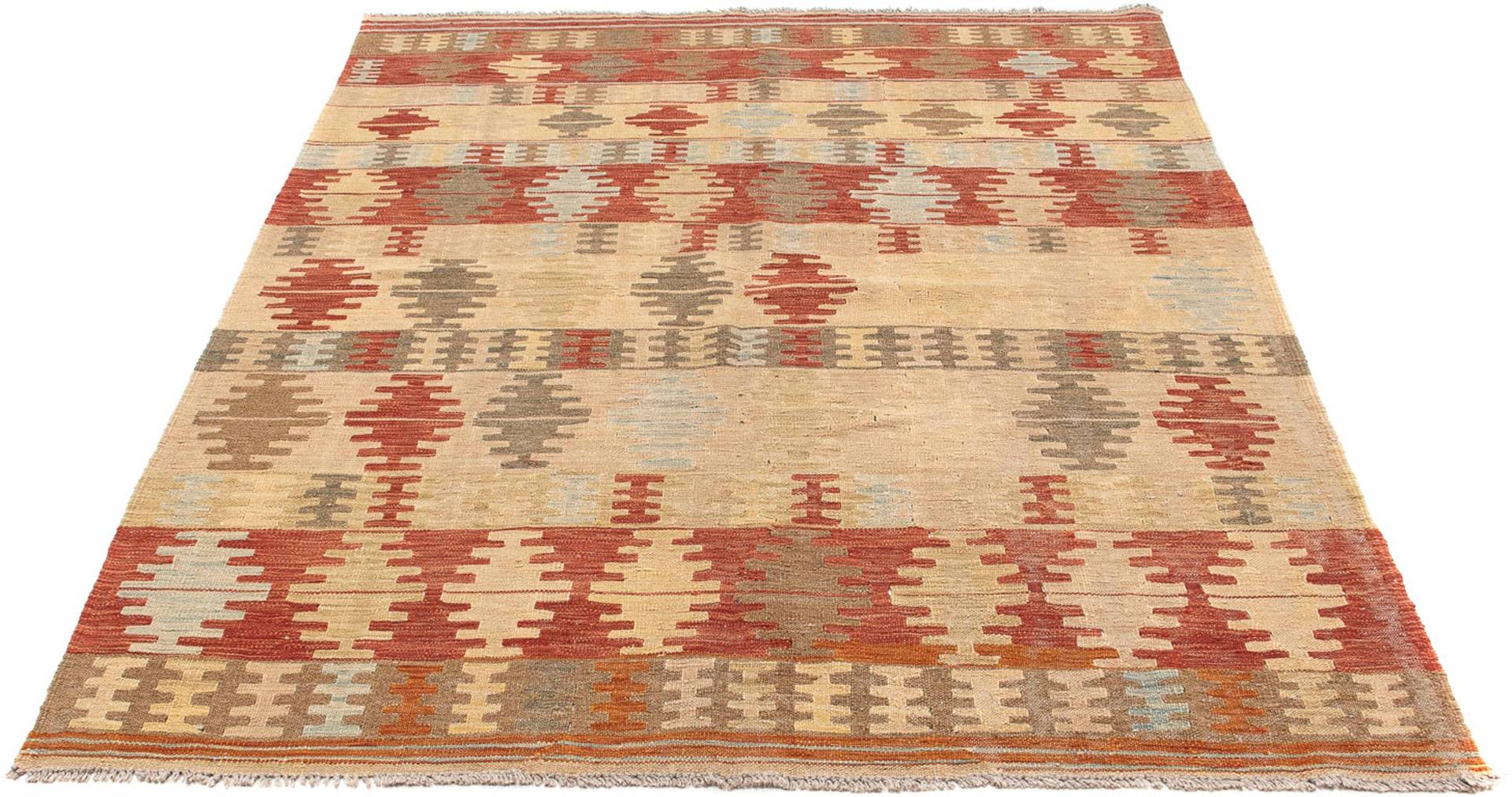 morgenland Wollteppich »Kelim - Oriental - 196 x 152 cm - mehrfarbig«, rechteckig, Wohnzimmer, Einzelstück von morgenland