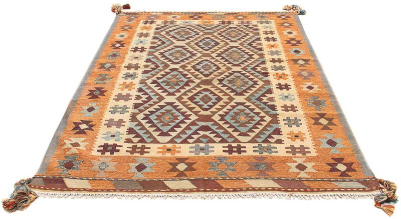 morgenland Wollteppich »Kelim - Oriental - 205 x 147 cm - mehrfarbig«, rechteckig, 4 mm Höhe, Wohnzimmer, Einzelstück von morgenland