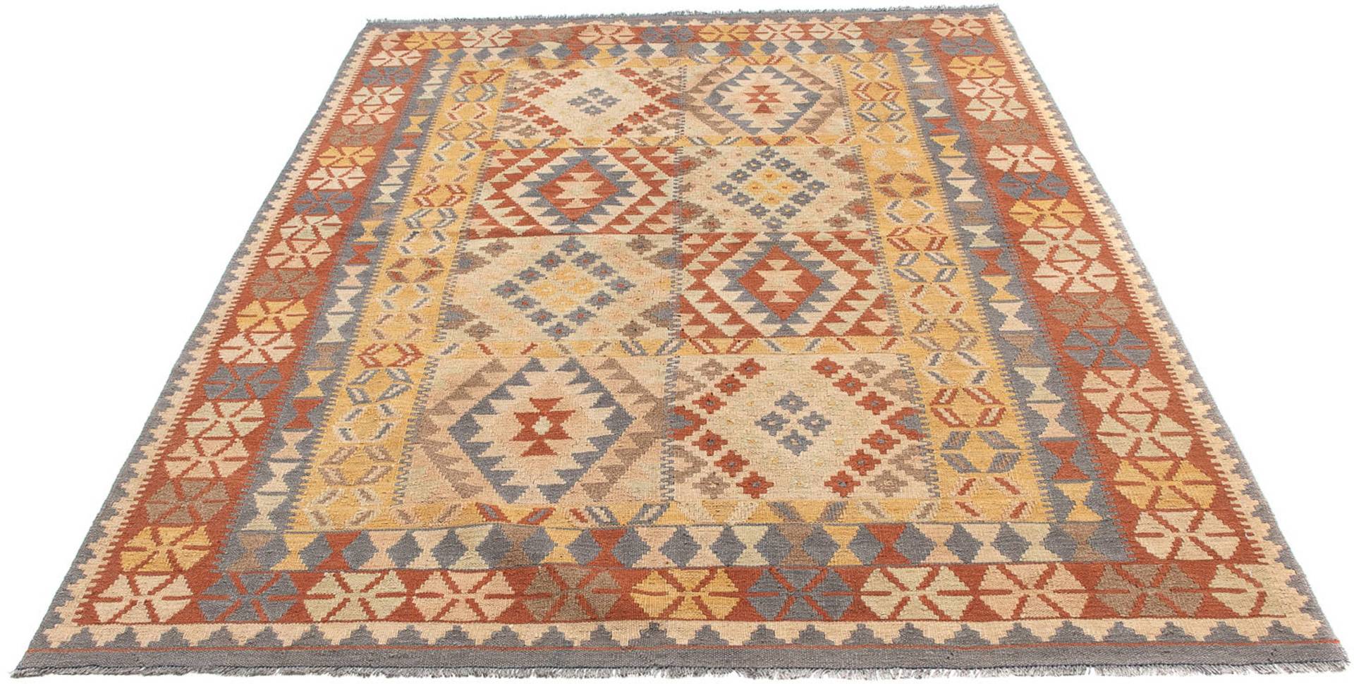 morgenland Wollteppich »Kelim - Oriental - 205 x 152 cm - mehrfarbig«, rechteckig, Wohnzimmer, Einzelstück von morgenland