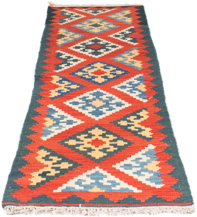 morgenland Wollteppich »Kelim - Oriental - 207 x 62 cm - dunkelrot«, rechteckig, Wohnzimmer, Einzelstück von morgenland