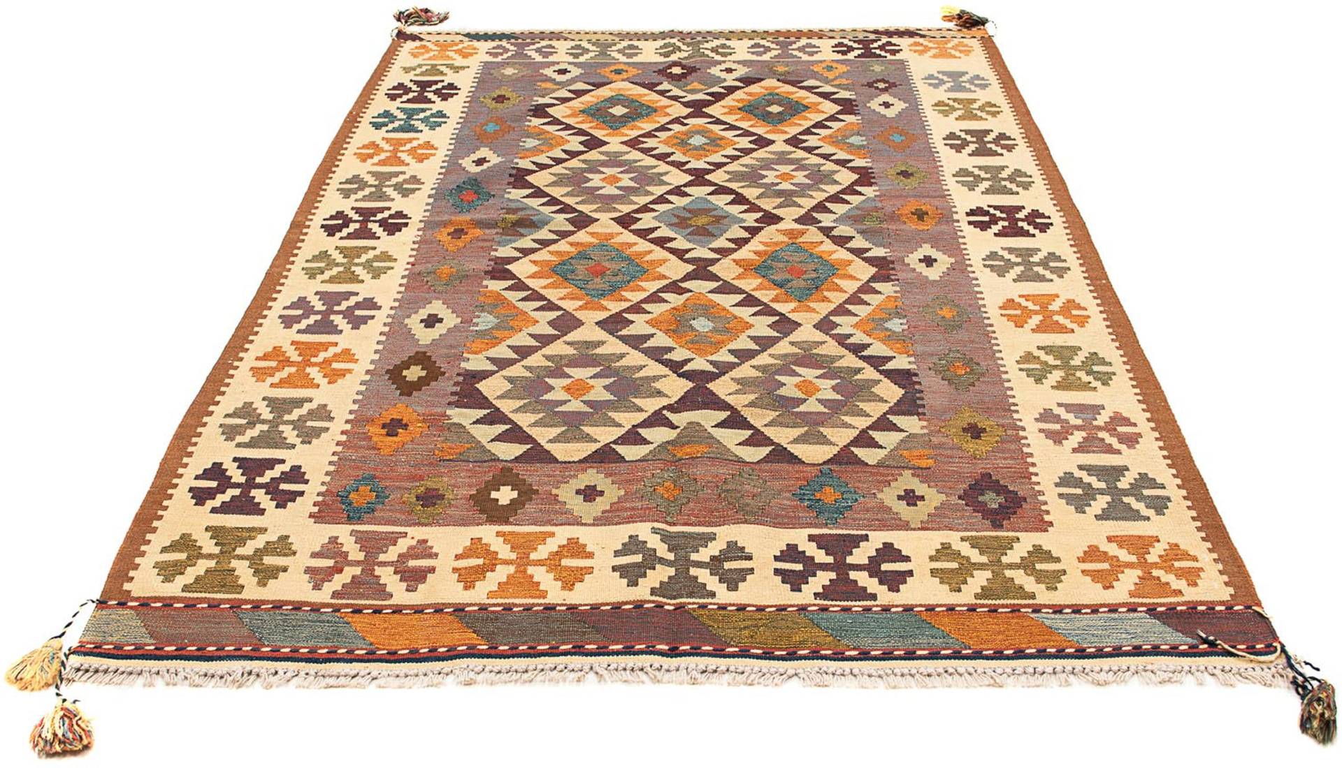 morgenland Wollteppich »Kelim - Oriental - 210 x 145 cm - mehrfarbig«, rechteckig, Wohnzimmer, Einzelstück von morgenland