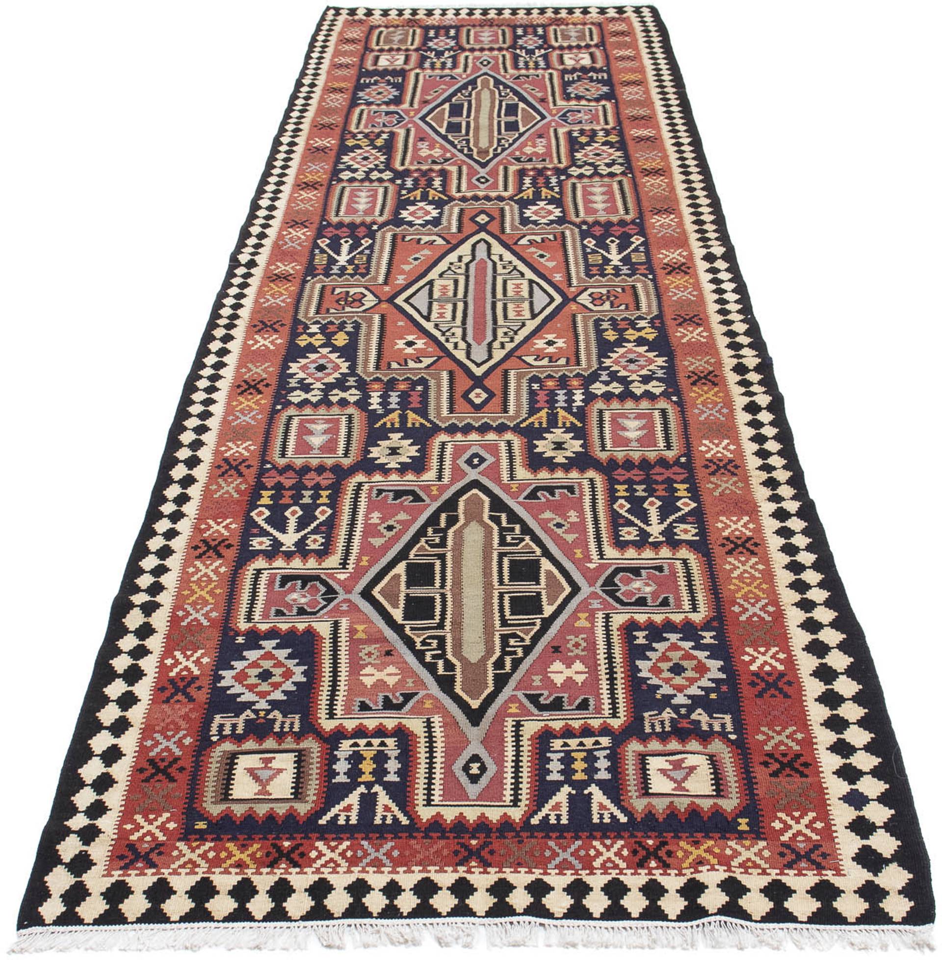 morgenland Wollteppich »Kelim - Oriental - 382 x 102 cm - mehrfarbig«, rechteckig, Wohnzimmer, Einzelstück von morgenland