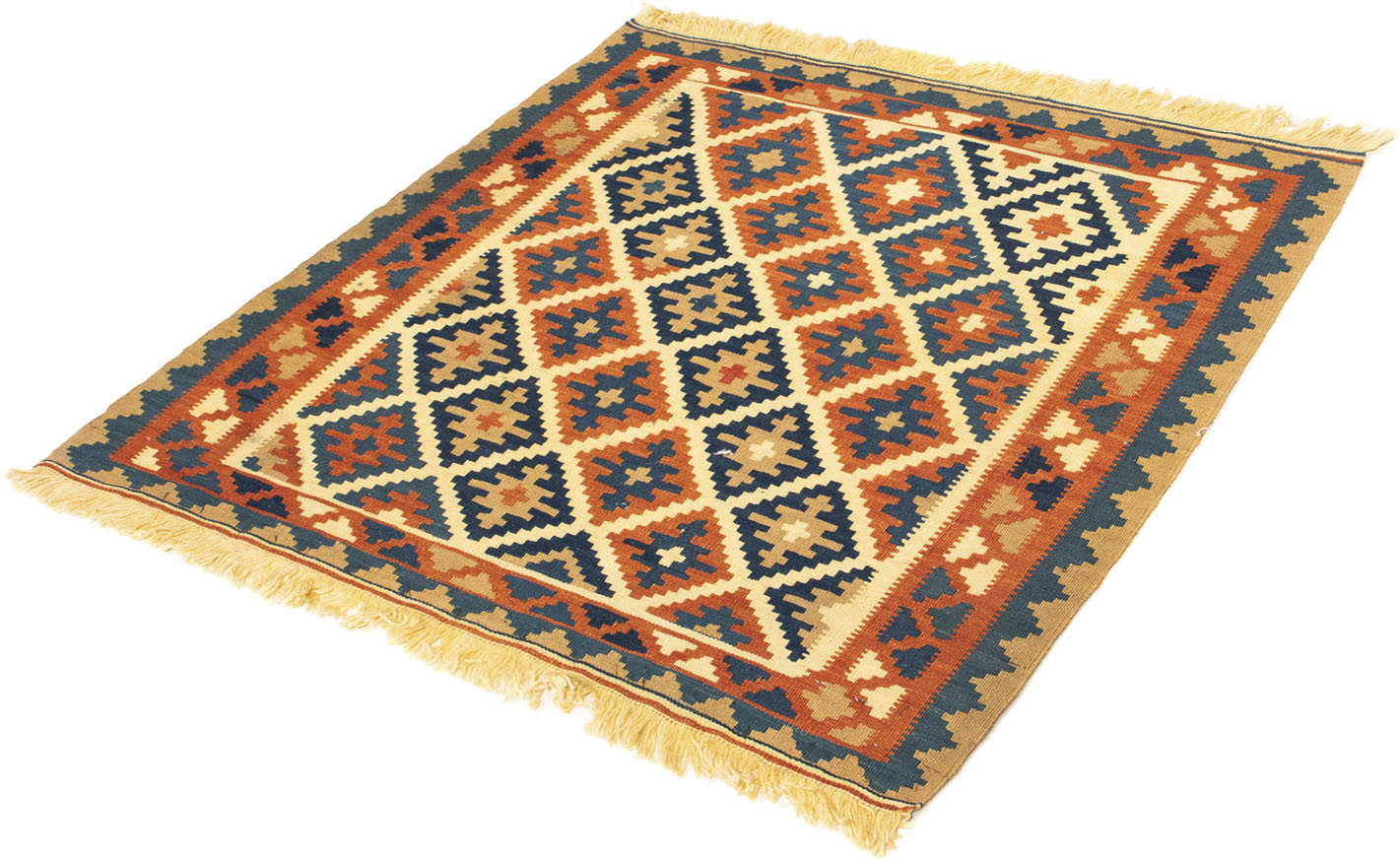 morgenland Wollteppich »Kelim - Oriental quadratisch - 100 x 100 cm - beige«, quadratisch, Wohnzimmer, Einzelstück von morgenland