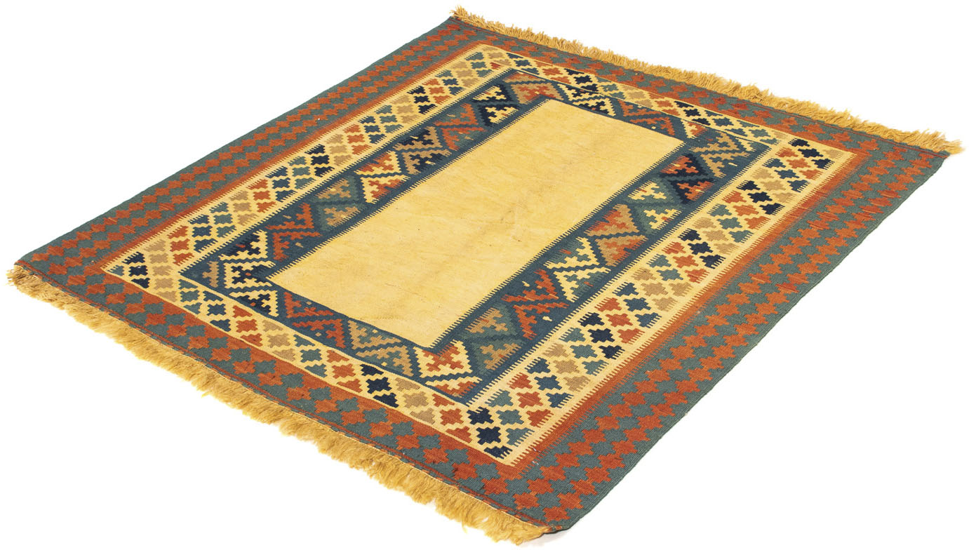 morgenland Wollteppich »Kelim - Oriental quadratisch - 100 x 97 cm - beige«, quadratisch, Wohnzimmer, Einzelstück von morgenland