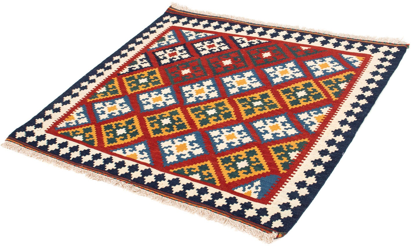 morgenland Wollteppich »Kelim - Oriental quadratisch - 100 x 97 cm - dunkelrot«, quadratisch, Wohnzimmer, Einzelstück von morgenland