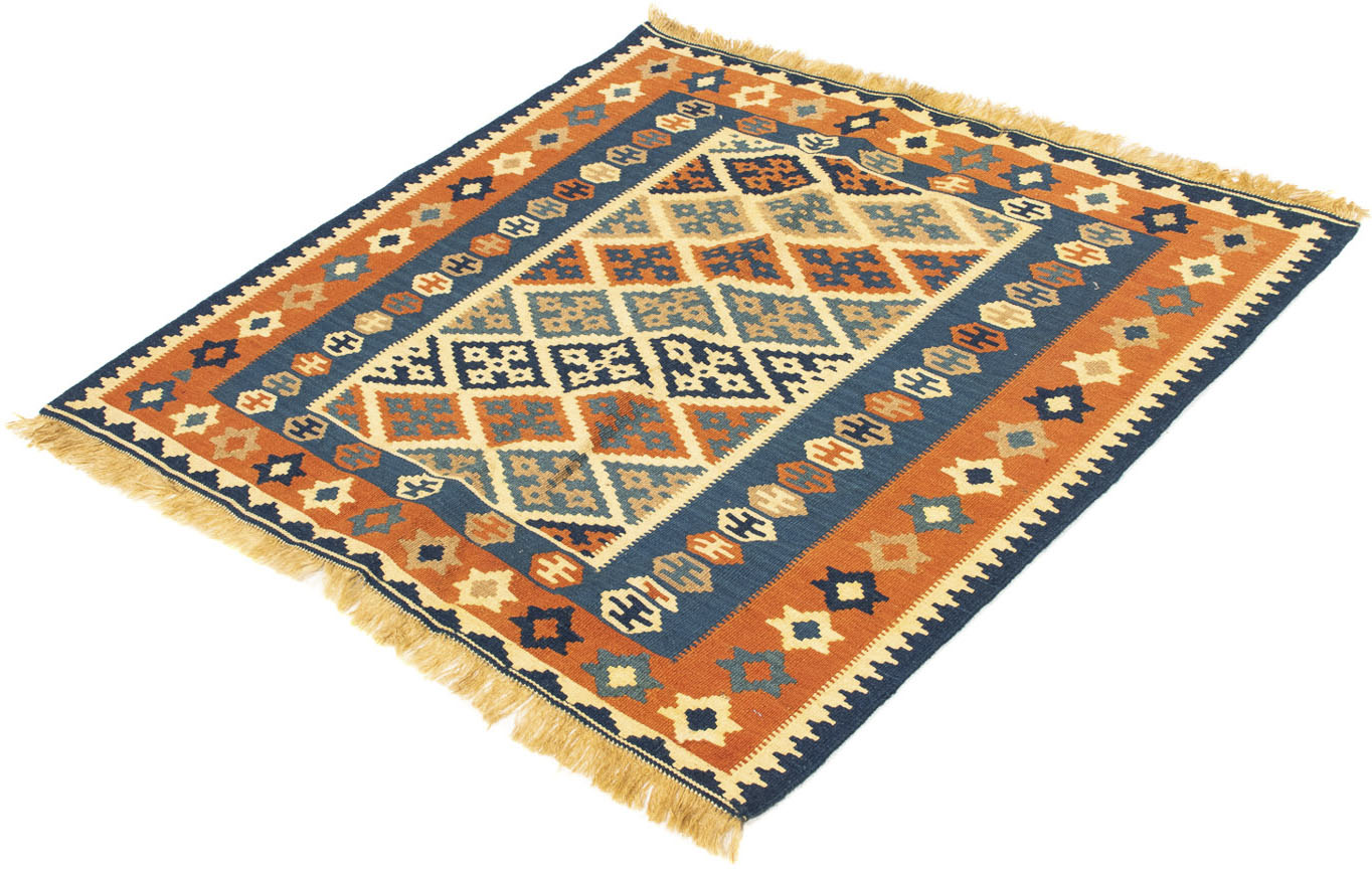 morgenland Wollteppich »Kelim - Oriental quadratisch - 100 x 98 cm - mehrfarbig«, quadratisch, 6 mm Höhe, Wohnzimmer, Einzelstück von morgenland