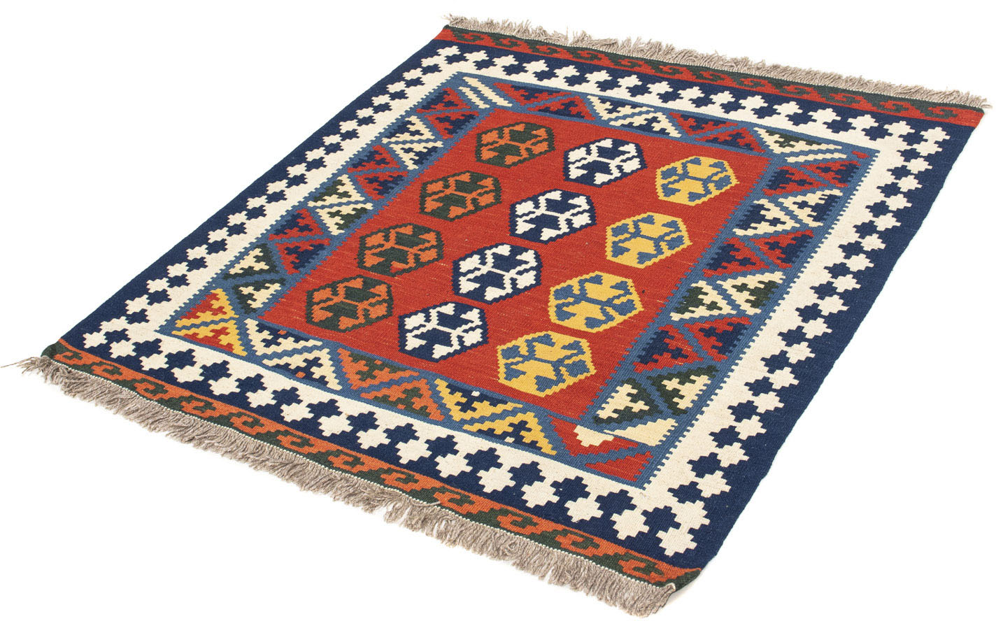 morgenland Wollteppich »Kelim - Oriental quadratisch - 102 x 100 cm - dunkelblau«, quadratisch, Wohnzimmer, Einzelstück von morgenland