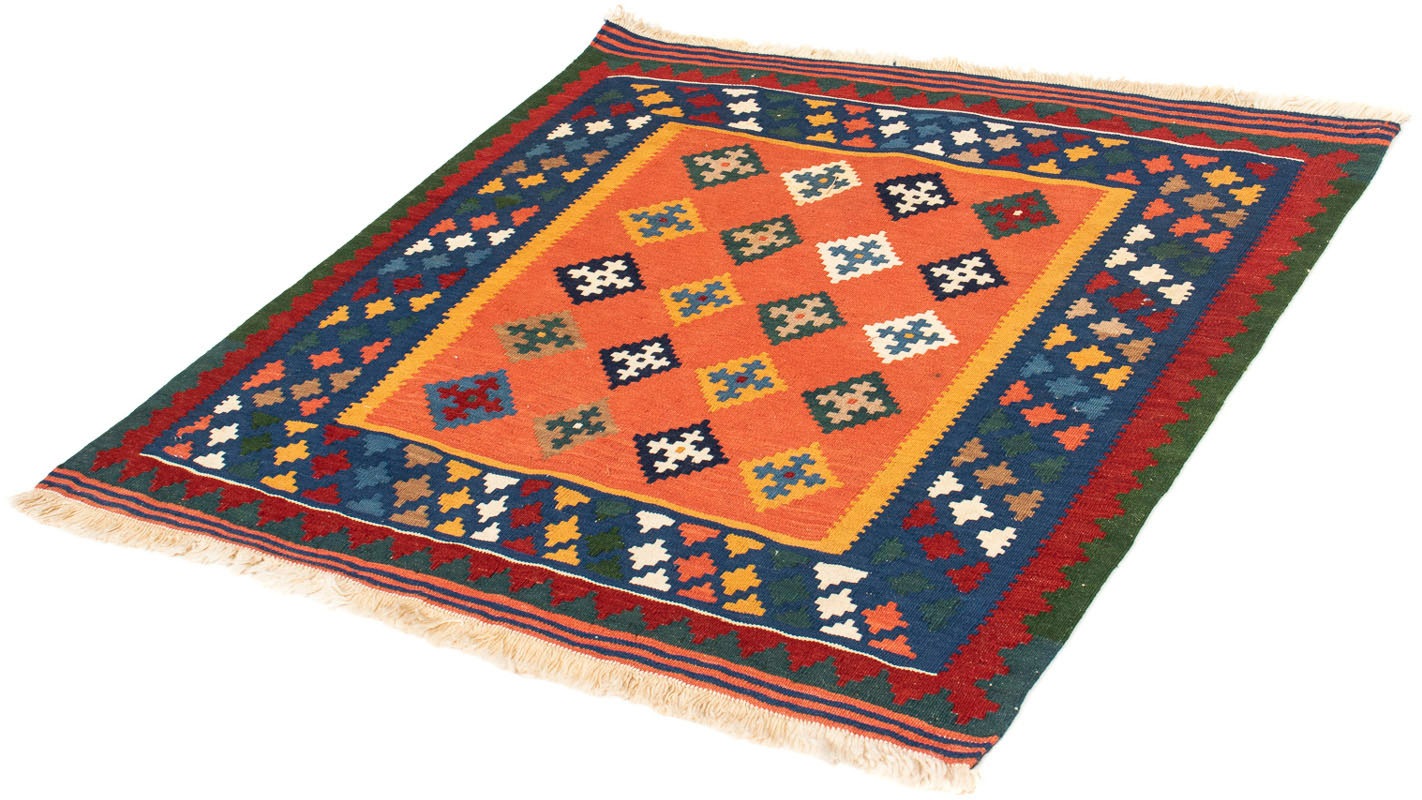 morgenland Wollteppich »Kelim - Oriental quadratisch - 102 x 100 cm - dunkelblau«, quadratisch, Wohnzimmer, Einzelstück von morgenland