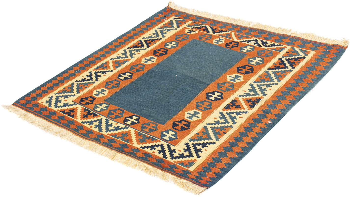 morgenland Wollteppich »Kelim - Oriental quadratisch - 102 x 102 cm - dunkelblau«, quadratisch, Wohnzimmer, Einzelstück von morgenland