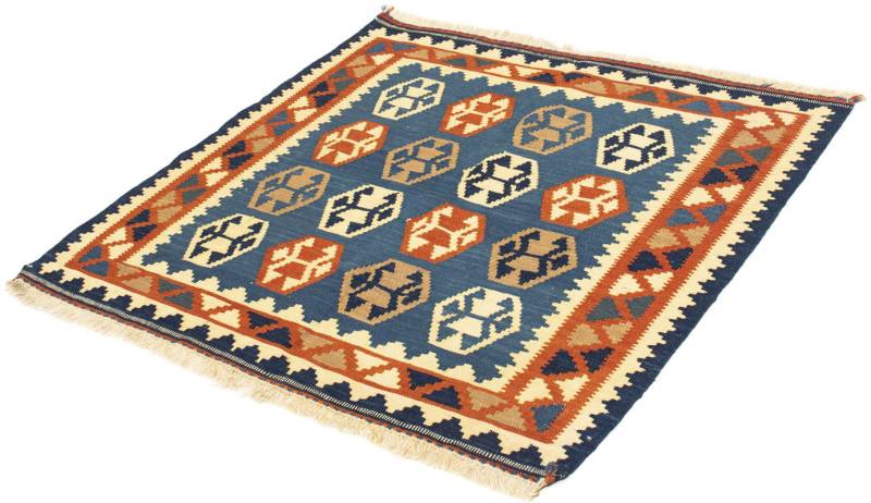 morgenland Wollteppich »Kelim - Oriental quadratisch - 102 x 95 cm - dunkelblau«, quadratisch, Wohnzimmer, Einzelstück von morgenland