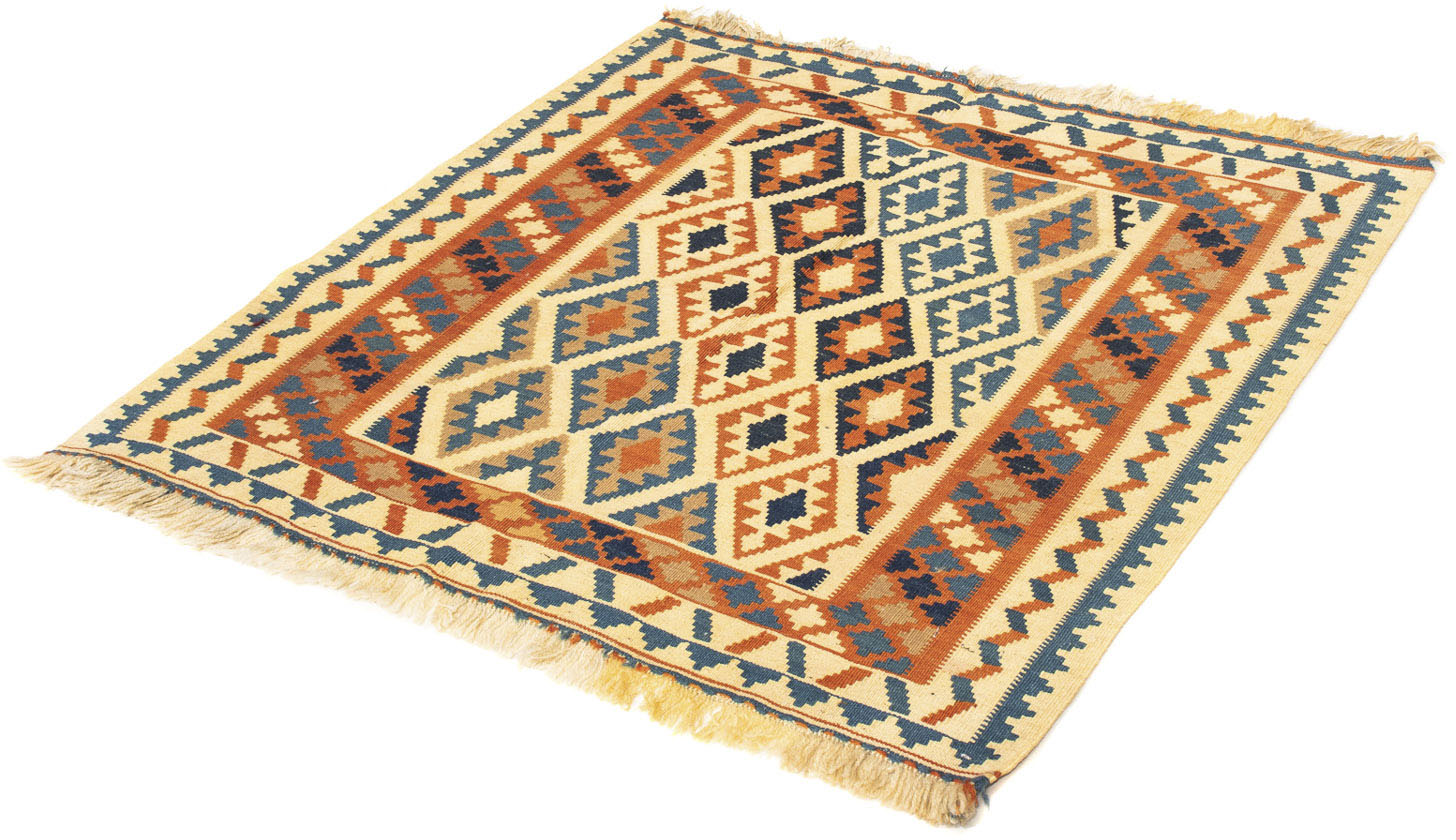 morgenland Wollteppich »Kelim - Oriental quadratisch - 103 x 100 cm - beige«, quadratisch, Wohnzimmer, Einzelstück von morgenland