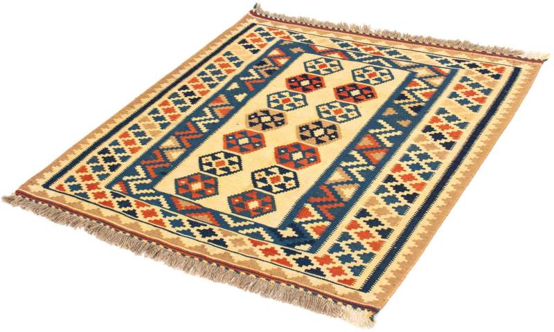 morgenland Wollteppich »Kelim - Oriental quadratisch - 103 x 100 cm - beige«, quadratisch, 6 mm Höhe, Wohnzimmer, Einzelstück von morgenland