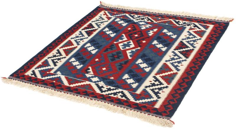 morgenland Wollteppich »Kelim - Oriental quadratisch - 103 x 100 cm - dunkelblau«, quadratisch, 6 mm Höhe, Wohnzimmer, Einzelstück von morgenland