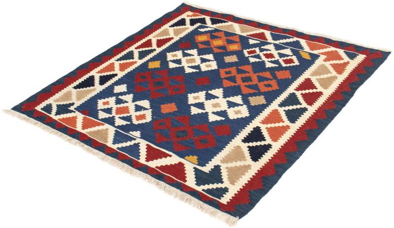 morgenland Wollteppich »Kelim - Oriental quadratisch - 103 x 100 cm - dunkelblau«, quadratisch, 6 mm Höhe, Wohnzimmer, Einzelstück von morgenland