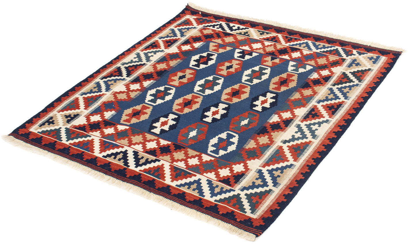 morgenland Wollteppich »Kelim - Oriental quadratisch - 103 x 102 cm - dunkelblau«, quadratisch, Wohnzimmer, Einzelstück von morgenland