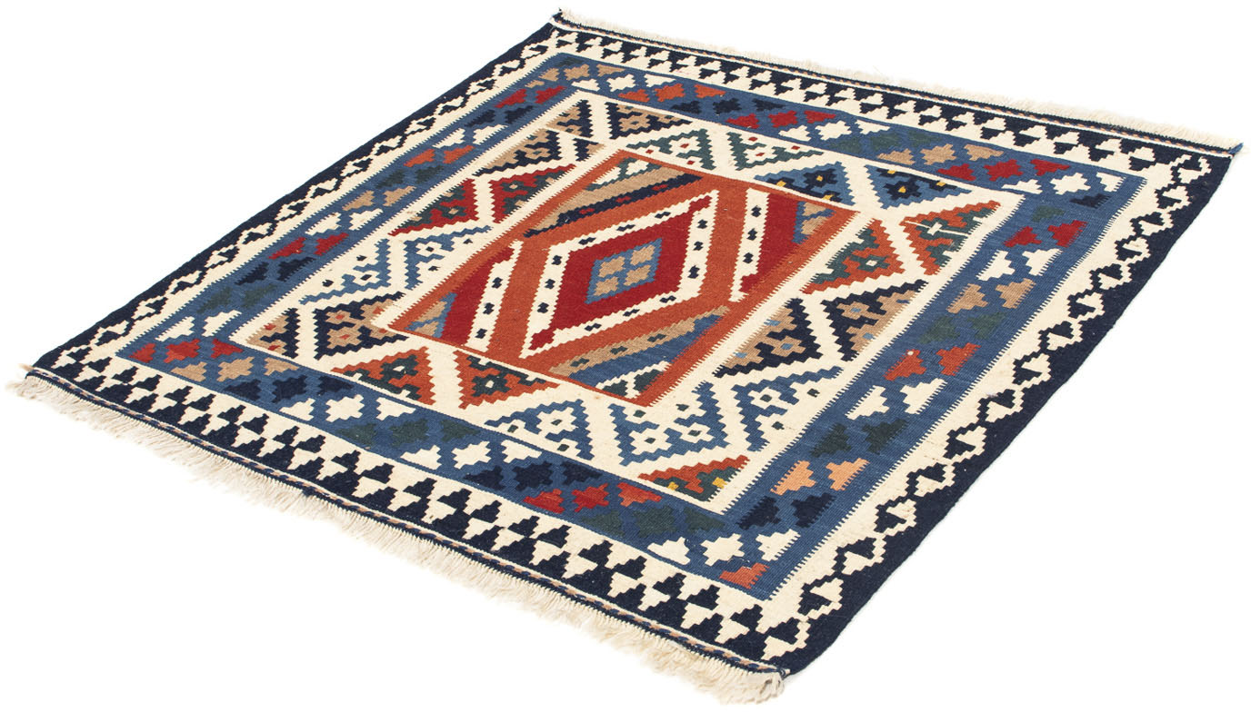 morgenland Wollteppich »Kelim - Oriental quadratisch - 103 x 102 cm - hellblau«, quadratisch, Wohnzimmer, Einzelstück von morgenland