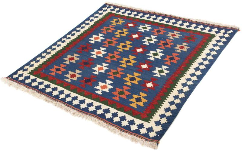 morgenland Wollteppich »Kelim - Oriental quadratisch - 104 x 100 cm - dunkelblau«, quadratisch, Wohnzimmer, Einzelstück von morgenland