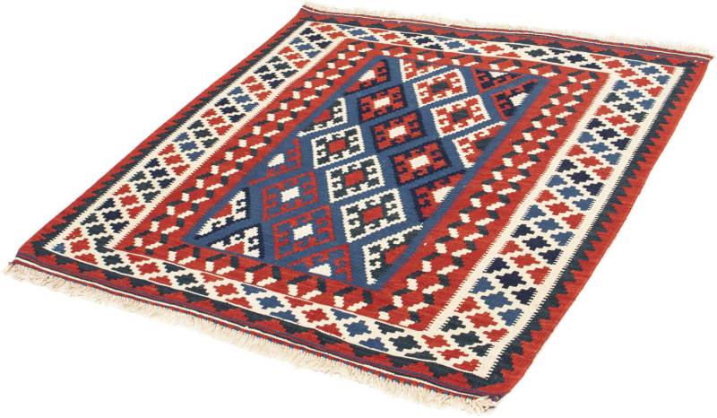 morgenland Wollteppich »Kelim - Oriental quadratisch - 104 x 100 cm - dunkelblau«, quadratisch, 6 mm Höhe, Wohnzimmer, Einzelstück von morgenland