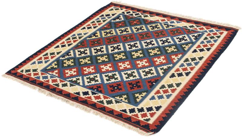 morgenland Wollteppich »Kelim - Oriental quadratisch - 104 x 100 cm - dunkelblau«, quadratisch, 6 mm Höhe, Wohnzimmer, Einzelstück von morgenland