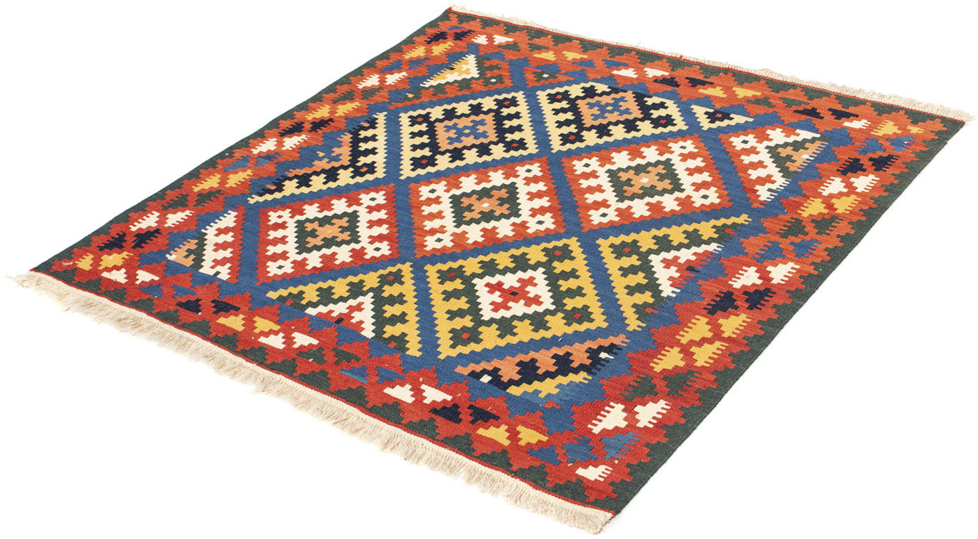 morgenland Wollteppich »Kelim - Oriental quadratisch - 104 x 100 cm - dunkelblau«, quadratisch, Wohnzimmer, Einzelstück von morgenland